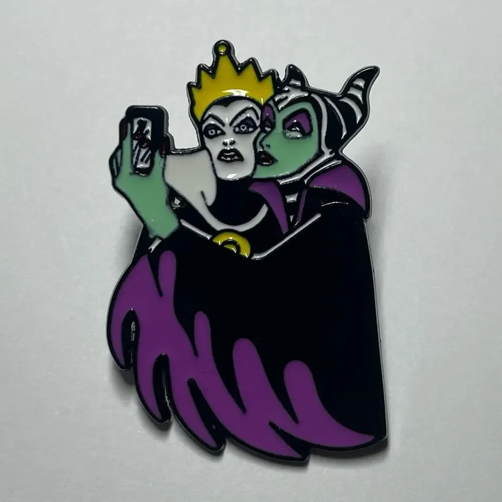 Disney Villains Evil Queen & Maleficent Taking A Selfie Metal Enamel Pin